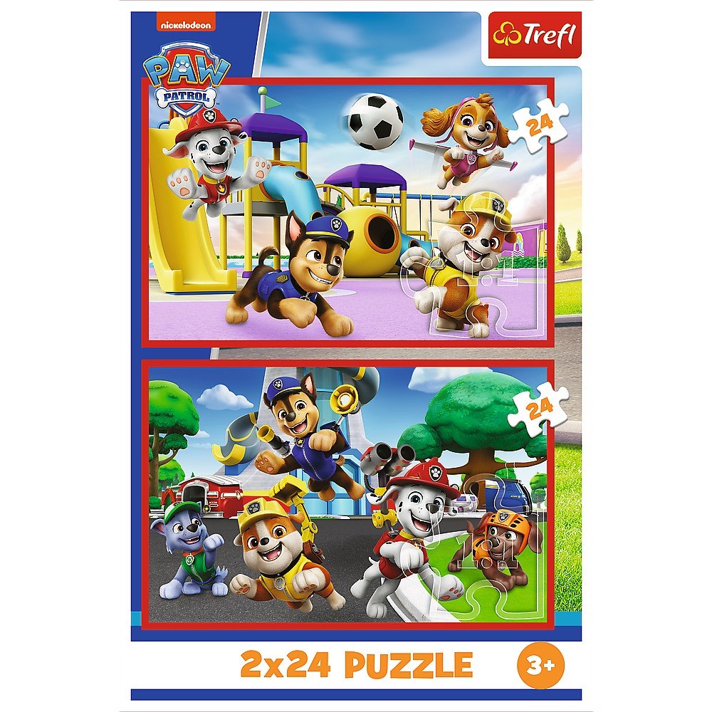 Puzzle Trefl 2x24 patrula catelusilor ziua amuzanta a catelusilor - Publisol.ro