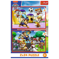 Puzzle Trefl 2x24 patrula catelusilor ziua amuzanta a catelusilor - Publisol.ro