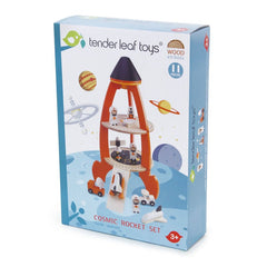 Racheta cu astronauti, din lemn premium - Cosmic rocket - 11 piese - Tender Leaf Toys - Publisol.ro