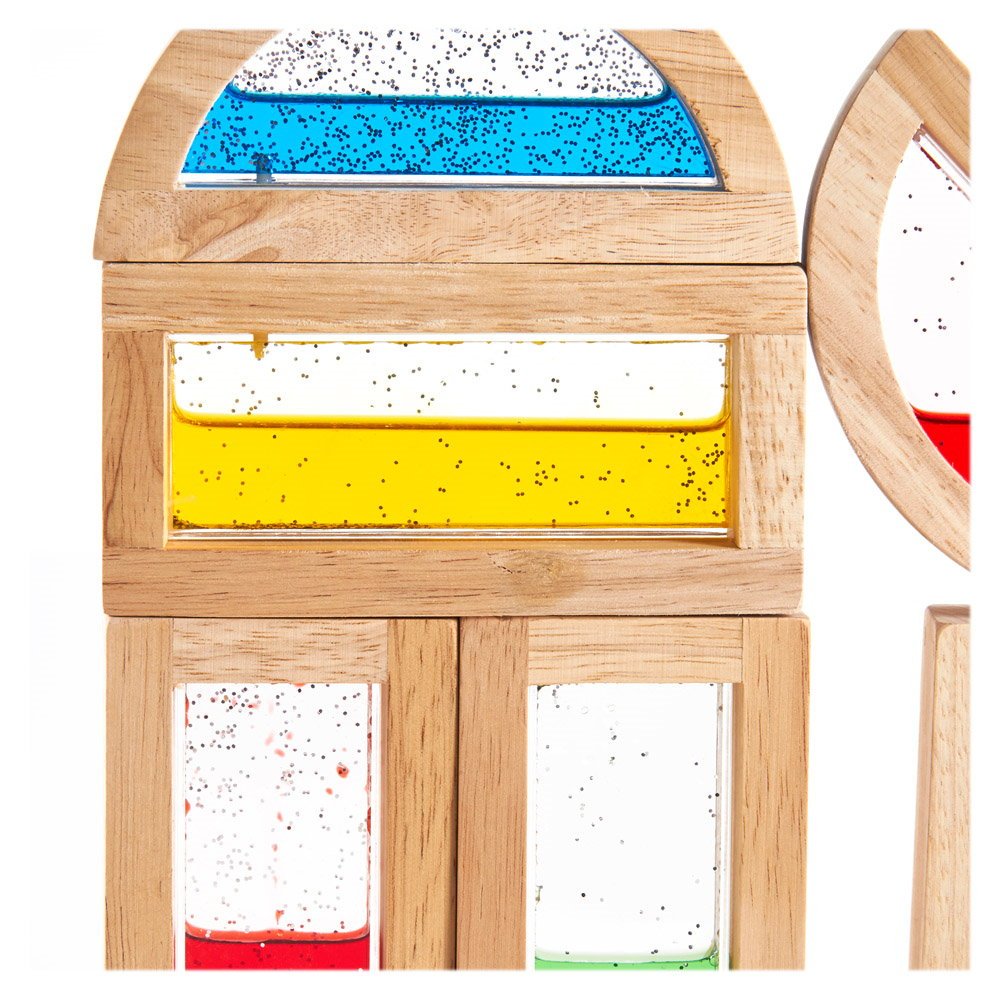 Rainbow Blocks, cu lichid colorat si sclipici, Guidecraft - Publisol.ro