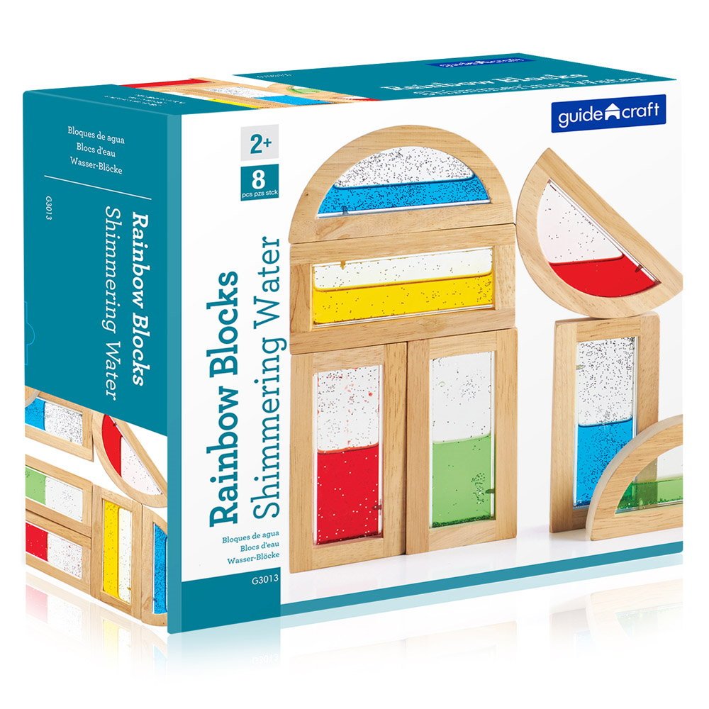 Rainbow Blocks, cu lichid colorat si sclipici, Guidecraft - Publisol.ro