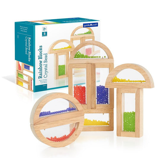 Rainbow Blocks cu margele colorate, Guidecraft - Publisol.ro