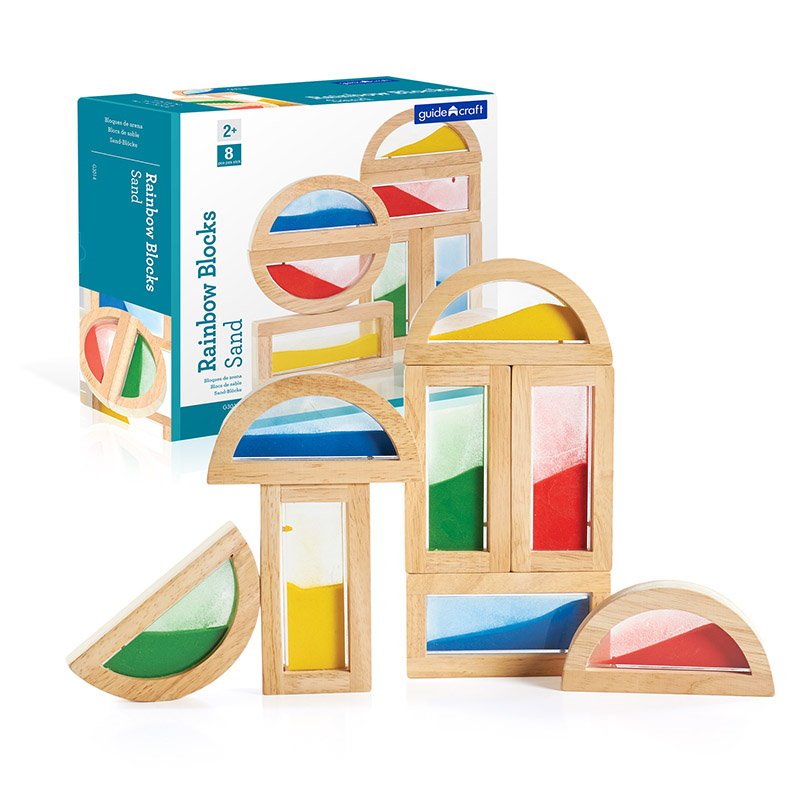 Rainbow Blocks cu nisip colorat, Guidecraft - Publisol.ro