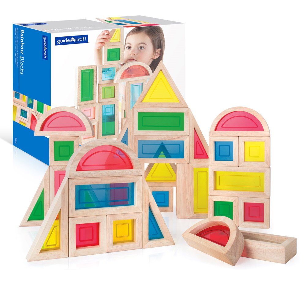 Rainbow Blocks set 30 piese, Guidecraft - Publisol.ro