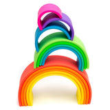 Rainbow, joc montessori de stivuire, 12 buc, neon, Dena Toys - Publisol.ro