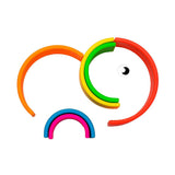 Rainbow, joc montessori de stivuire, 6 piese, neon, Dena Toys - Publisol.ro