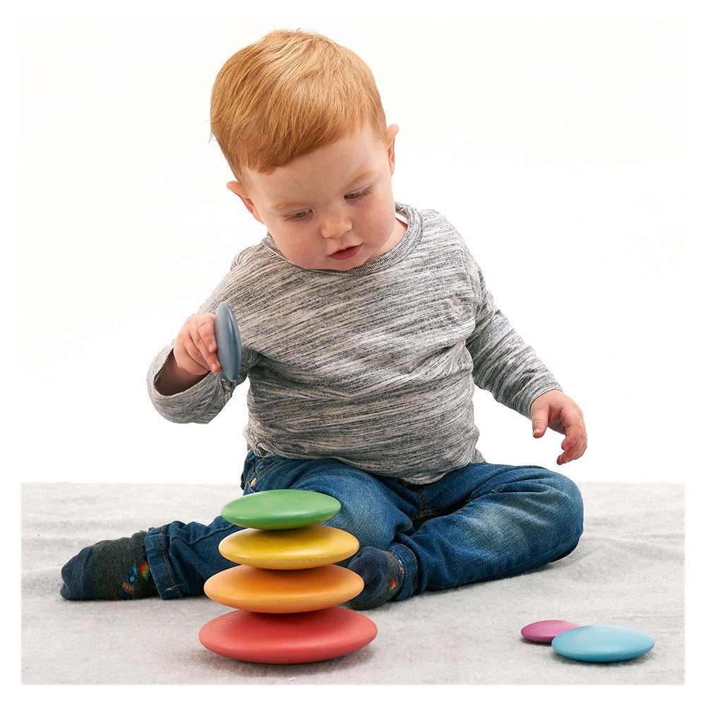 Rainbow Wooden Buttons, discuri din lemn, TickiT - Publisol.ro