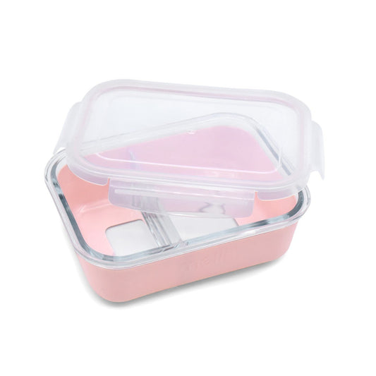 Recipient sticla 740ml cu husa antiderapanta silicon melii roz, Melii - Publisol.ro