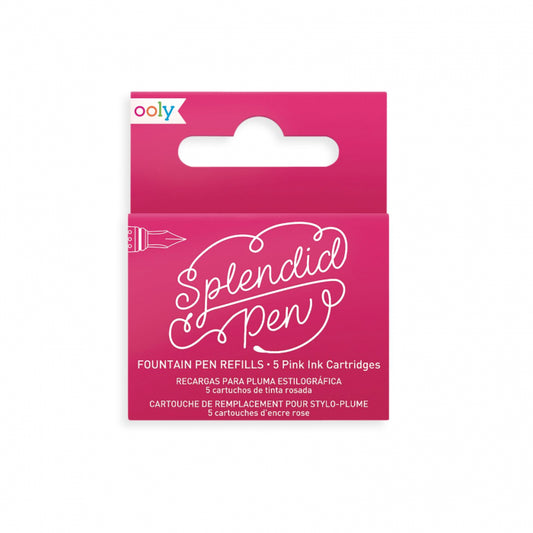Rezerve Splendid pentru stilouri - cerneala roz, set de 5 - Ooly