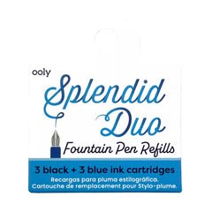Rezerve Splendid pentru stilouri - cerneala albastra si neagra, set de 6 - Ooly