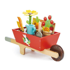Roaba cu unelte de gradinarit, din lemn premium - Garden Wheelbarrow - 31 piese - Tender Leaf Toys - Publisol.ro