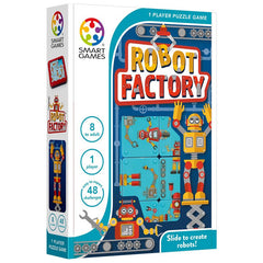 Robot Factory, joc de logica cu 48 de provocari, 8+ ani, editie internationala, Smart Games - Publisol.ro