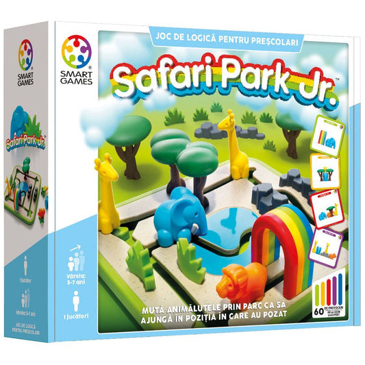 Safari Park Jr., joc de logica cu 60 de provocari, 3+ ani, editie lb. Romana, Smart Games - Publisol.ro