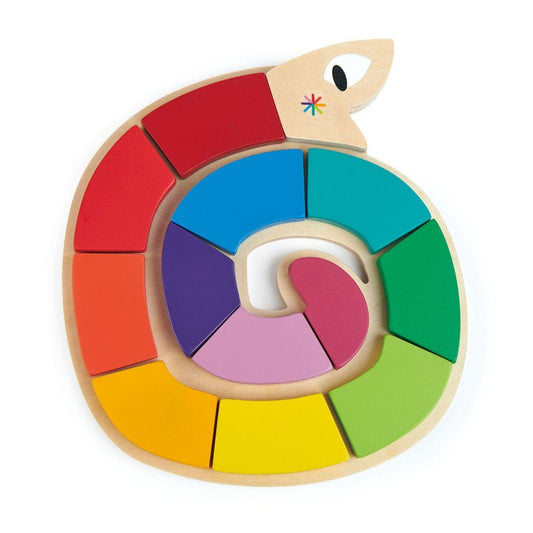 Sarpele colorat, din lemn premium - Colour Me Happy - 13 piese - Tender Leaf Toys - Publisol.ro