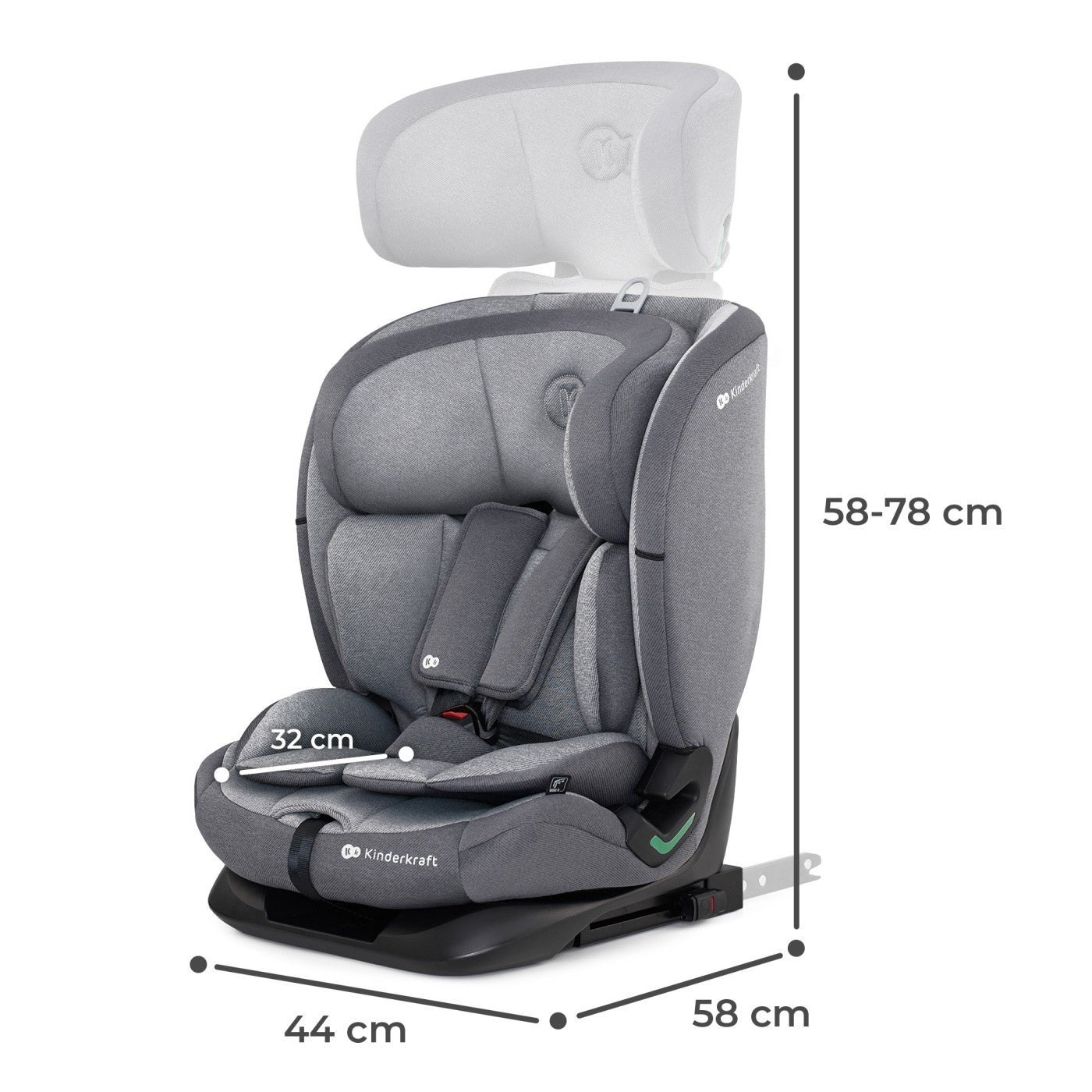 Scaun auto i - size, 76 - 150 cm oneto 3, isofix, cool grey - Publisol.ro