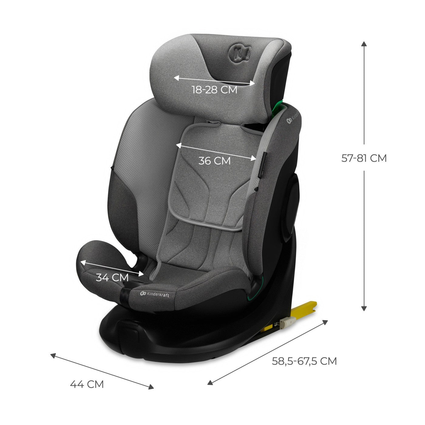 Scaun auto Kinderkraft i - fix, i - size 40 - 150 cm, cool grey - Publisol.ro