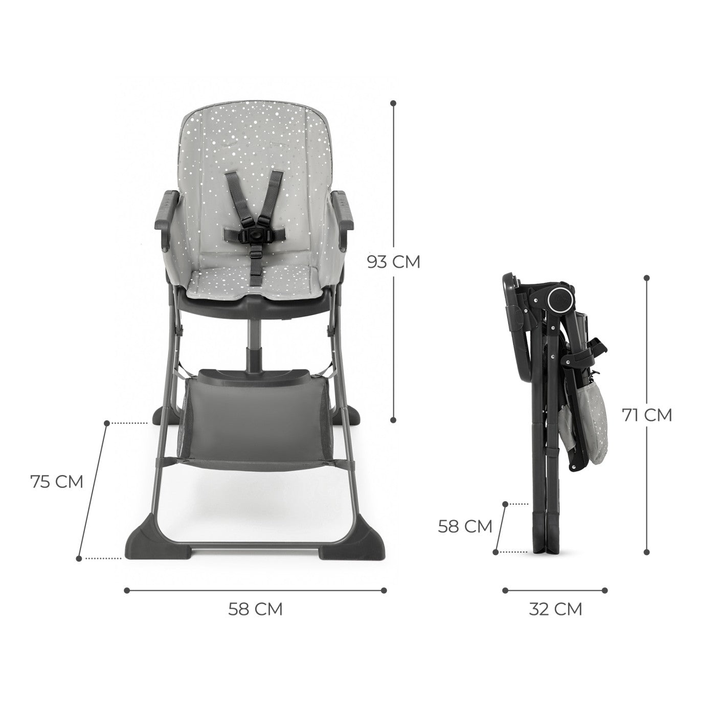 Scaun de masa Kinderkraft foldee, pliabil, grey - Publisol.ro