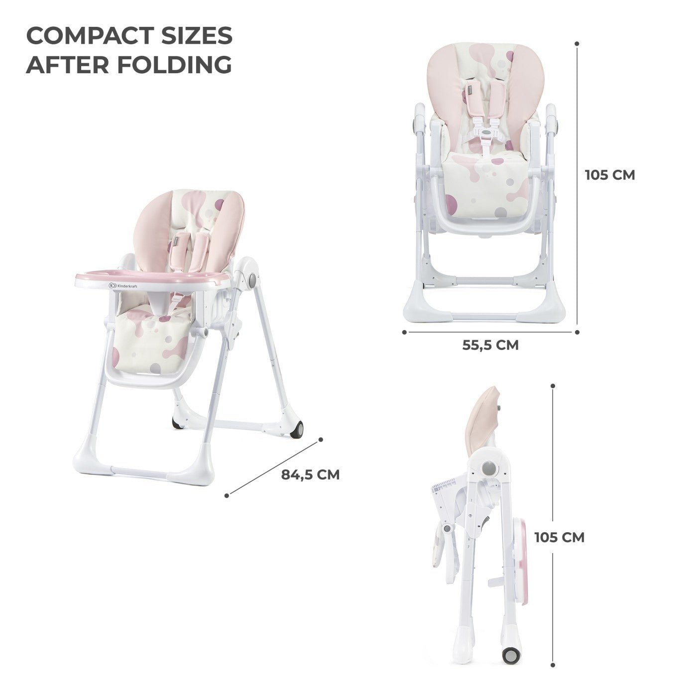 Scaun de masa Kinderkraft yummy pliabil, pink - Publisol.ro