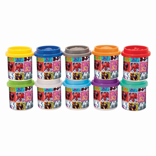 Set 10 borcanase de plastilina spiderman in ambalaj de carton, AS - Publisol.ro