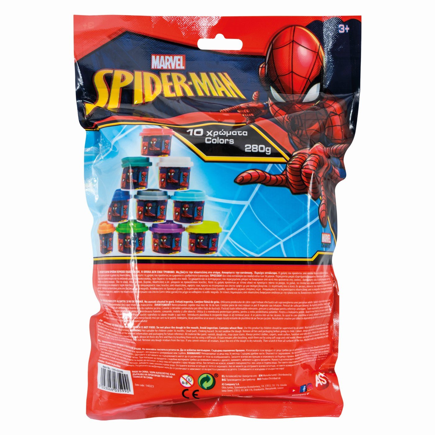 Set 10 borcanase de plastilina spiderman in punga de plastic, AS - Publisol.ro