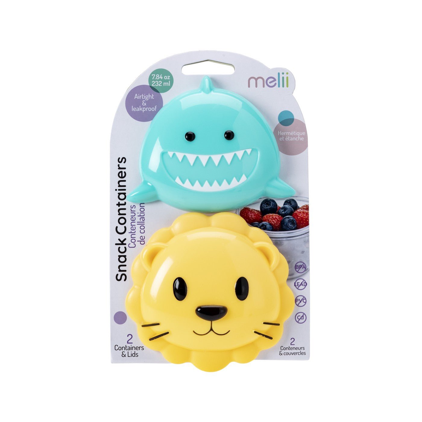 Set 2 recipiente hrana bebe, model shark&lion, Melii - Publisol.ro