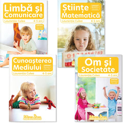 Set 4 caiete, A4, pe domenii, grupa mijlocie 4-5 ani - aprobat ministerul educatiei, de Laurentia Culea