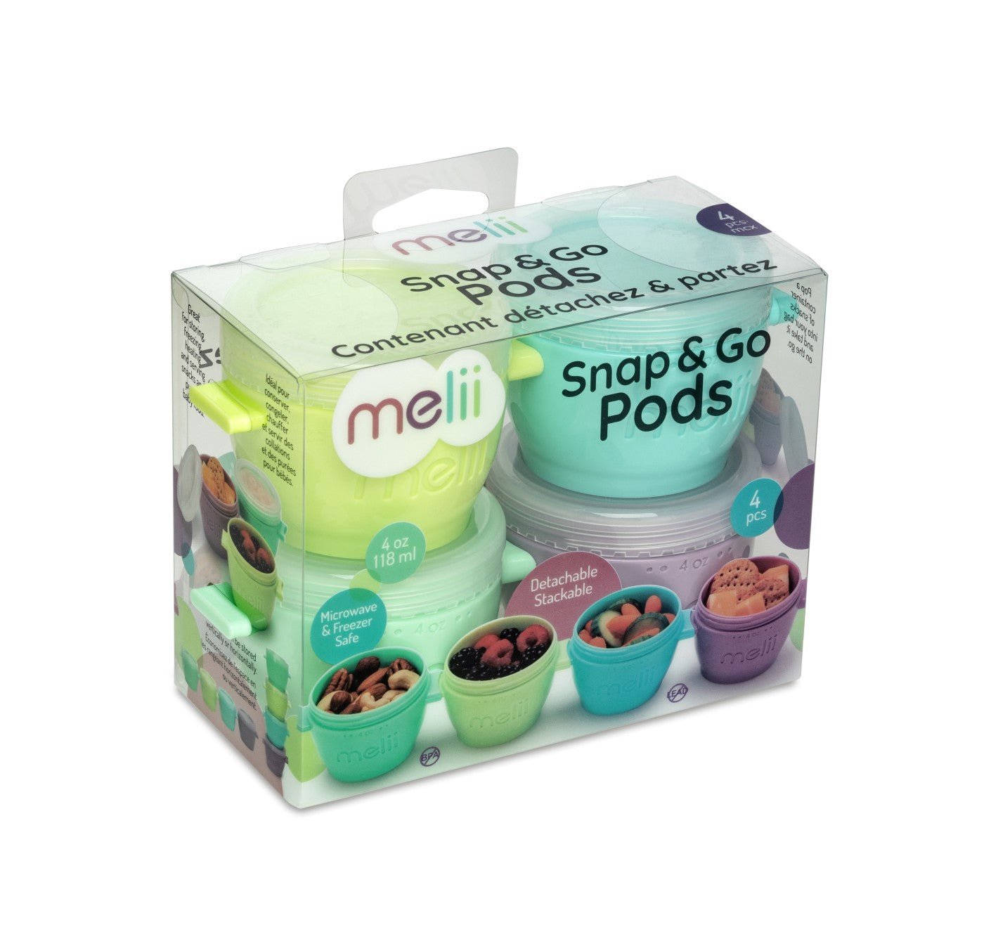 Set 4 recipiente plastic, 118 ml, Melii - Publisol.ro