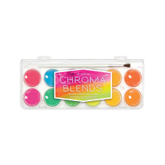 Set acuarele Chroma Blends Neon - 12 culori neon si pensula - Ooly - Publisol.ro