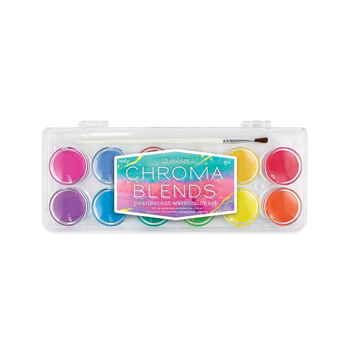 Set acuarele Chroma Blends Pearlescent - 12 culori perlate si pensula - Ooly - Publisol.ro