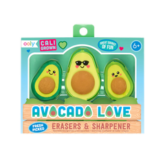 Set ascutitoare si radiere Avocado Love - set de 3 - Ooly