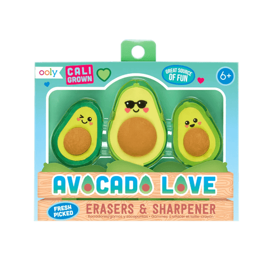 Set ascutitoare si radiere Avocado Love - set de 3 - Ooly - Publisol.ro