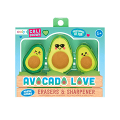 Set ascutitoare si radiere Avocado Love - set de 3 - Ooly - Publisol.ro