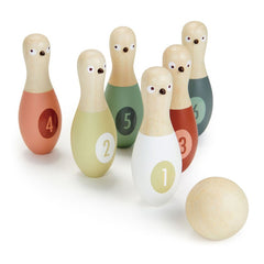 Set bowling, din lemn premium - Birdie Skittles - 7 piese - Tender Leaf Toys - Publisol.ro