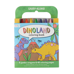 Set carte de colorat si creioane colorate - portabil, Dinoland - Ooly - Publisol.ro