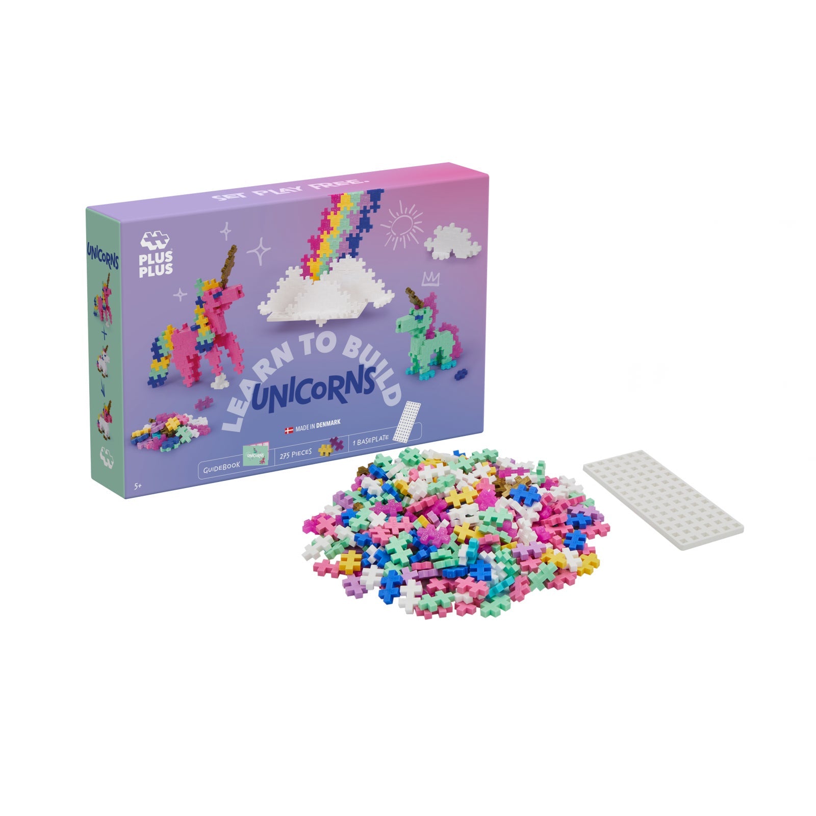 Set constructie Plus - Plus, 275 piese, Invata sa construiesti unicorni - Plus Plus - Publisol.ro
