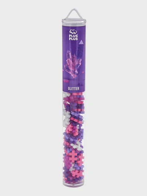 Set constructie Plus - Plus, tub 100 piese, Glitter Mix, culori cu sclipici - Plus Plus - Publisol.ro
