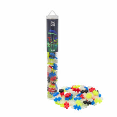 Set constructie Plus-Plus, tub 100 piese, Glow mix, culori fluorescente - Plus Plus