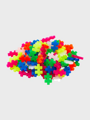 Set constructie Plus-Plus, tub 100 piese, Neon Mix, culori fluorescente - Plus Plus