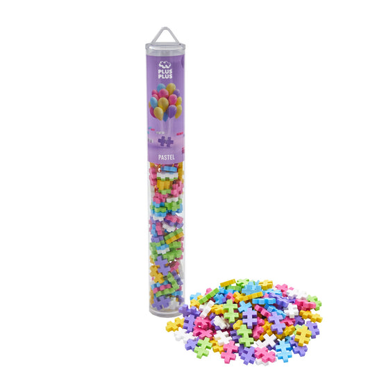 Set constructie Plus - Plus, tub 100 piese, Pastel Mix - Plus Plus - Publisol.ro