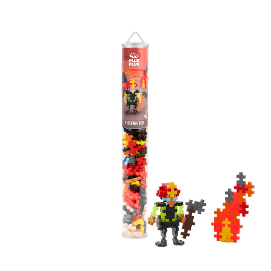 Set constructie Plus - Plus, tub 100 piese, Pompier - Plus Plus - Publisol.ro