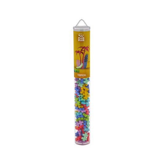 Set constructie Plus - Plus, tub 100 piese, Tropical Mix, culori tropicale - Plus Plus - Publisol.ro