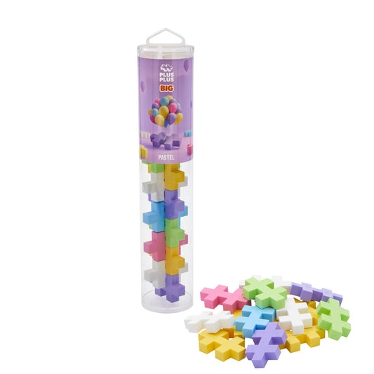 Set constructie Plus - Plus, tub 15 piese mari, culori pastelate - Plus Plus - Publisol.ro