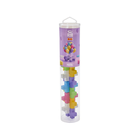 Set constructie Plus - Plus, tub 15 piese mari, culori pastelate - Plus Plus - Publisol.ro