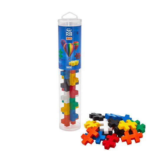 Set constructie Plus - Plus, tub 15 piese mari, culori standard - Plus Plus - Publisol.ro