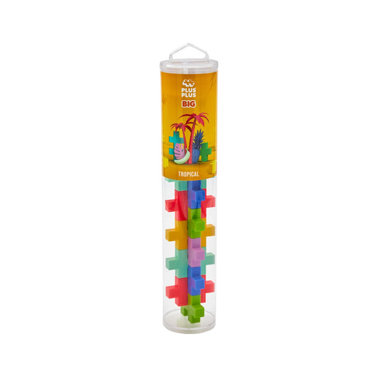 Set constructie Plus - Plus, tub 15 piese mari, Tropical, culori tropicale - Plus Plus - Publisol.ro