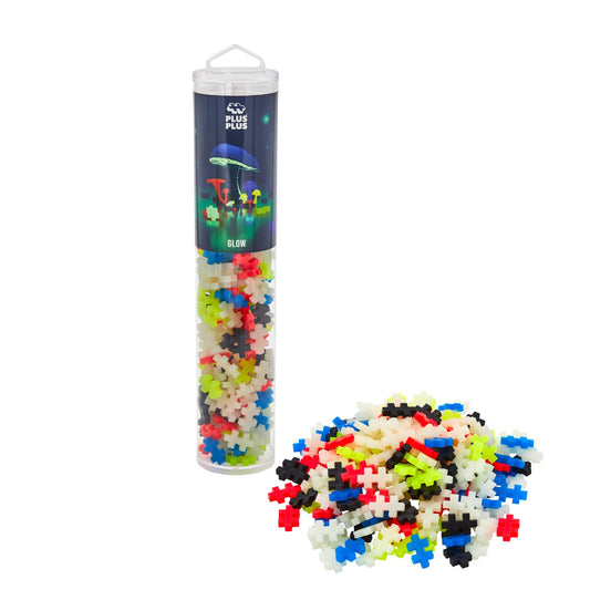 Set constructie Plus - Plus, tub 240 piese, Glow Mix, culori fluorescente - Plus Plus - Publisol.ro