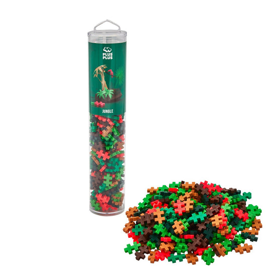 Set constructie Plus - Plus, tub 240 piese, Jungle Mix, culorile junglei - Plus Plus - Publisol.ro
