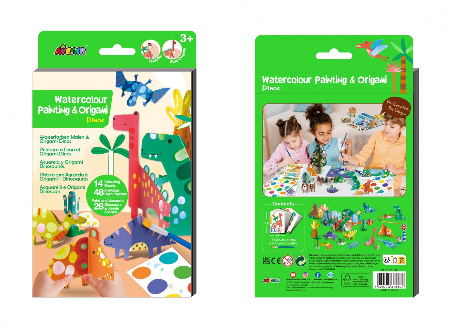 Set creativ 2 in 1 - Pictura si Origami - Dinozauri - Avenir - Publisol.ro