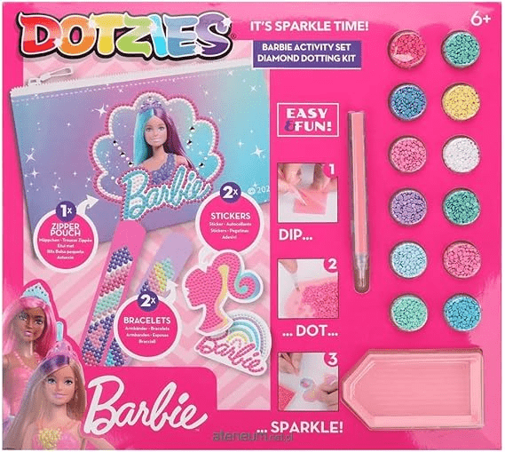 Set creativ 5 in 1, Barbie, pictura cu diamante - Diamond Dotz® - Publisol.ro