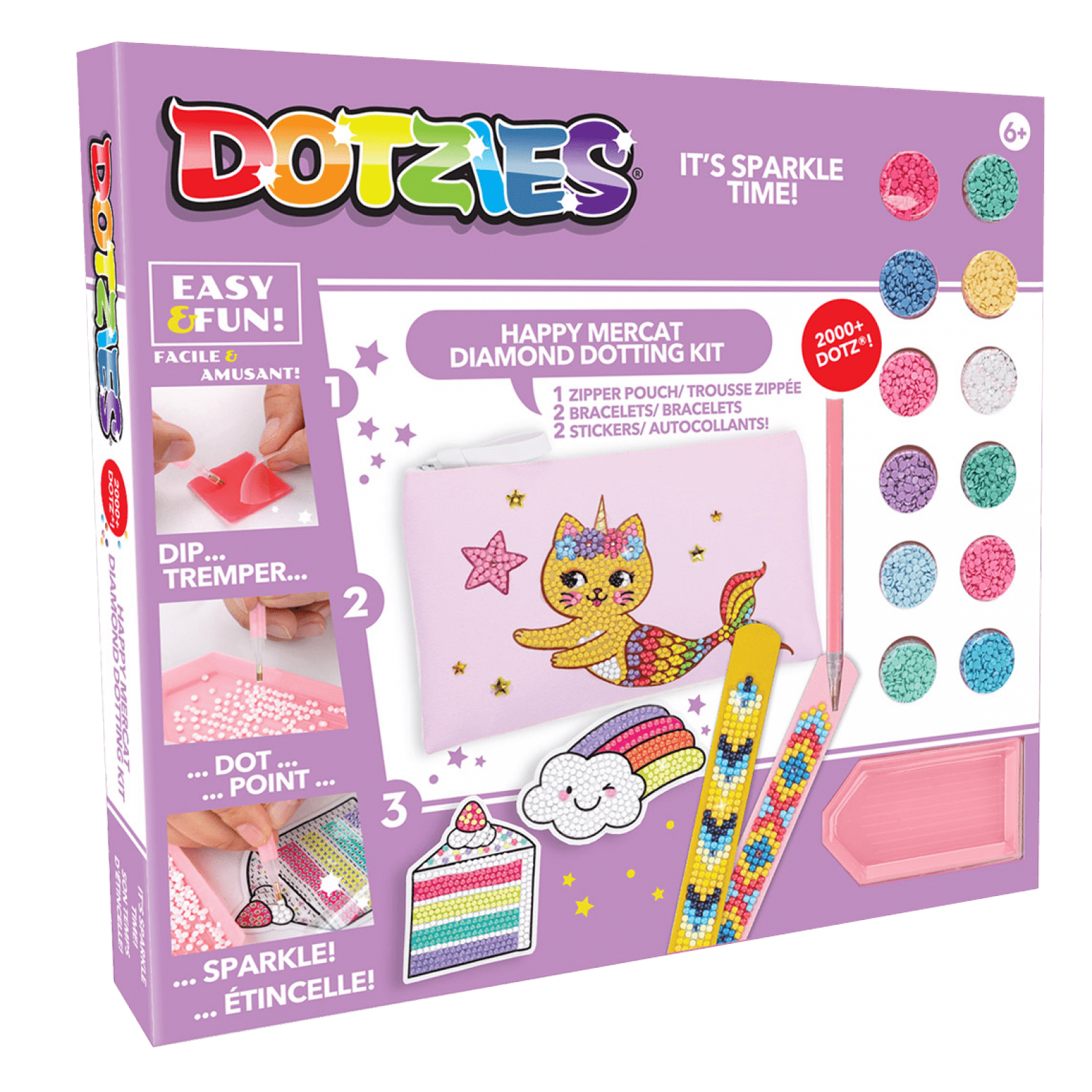 Set creativ 5 in 1, Pisica - Sirena, pictura cu diamante - Diamond Dotz® - Publisol.ro